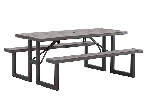 Стол с лавочками LifeTime для пикника темно-серый (60360)