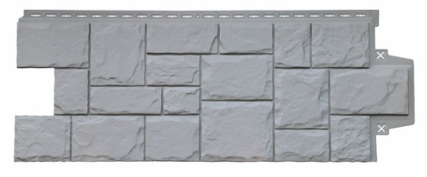 Фасадная панель Крупный камень Classic (Стандарт) Серый Grand Line 