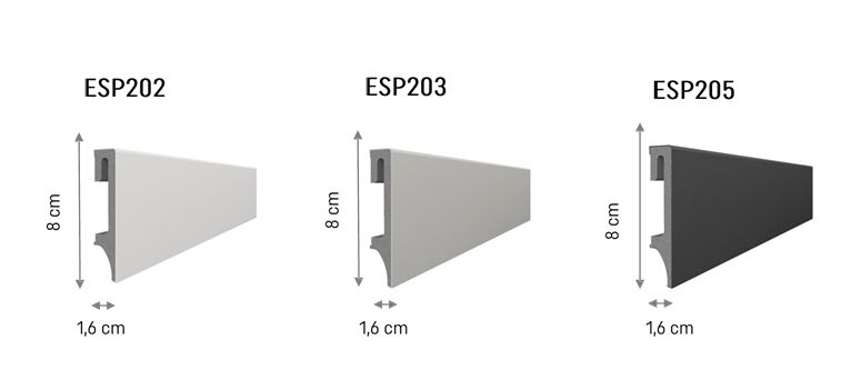 Плинтус серый 80 мм. Espumo 202